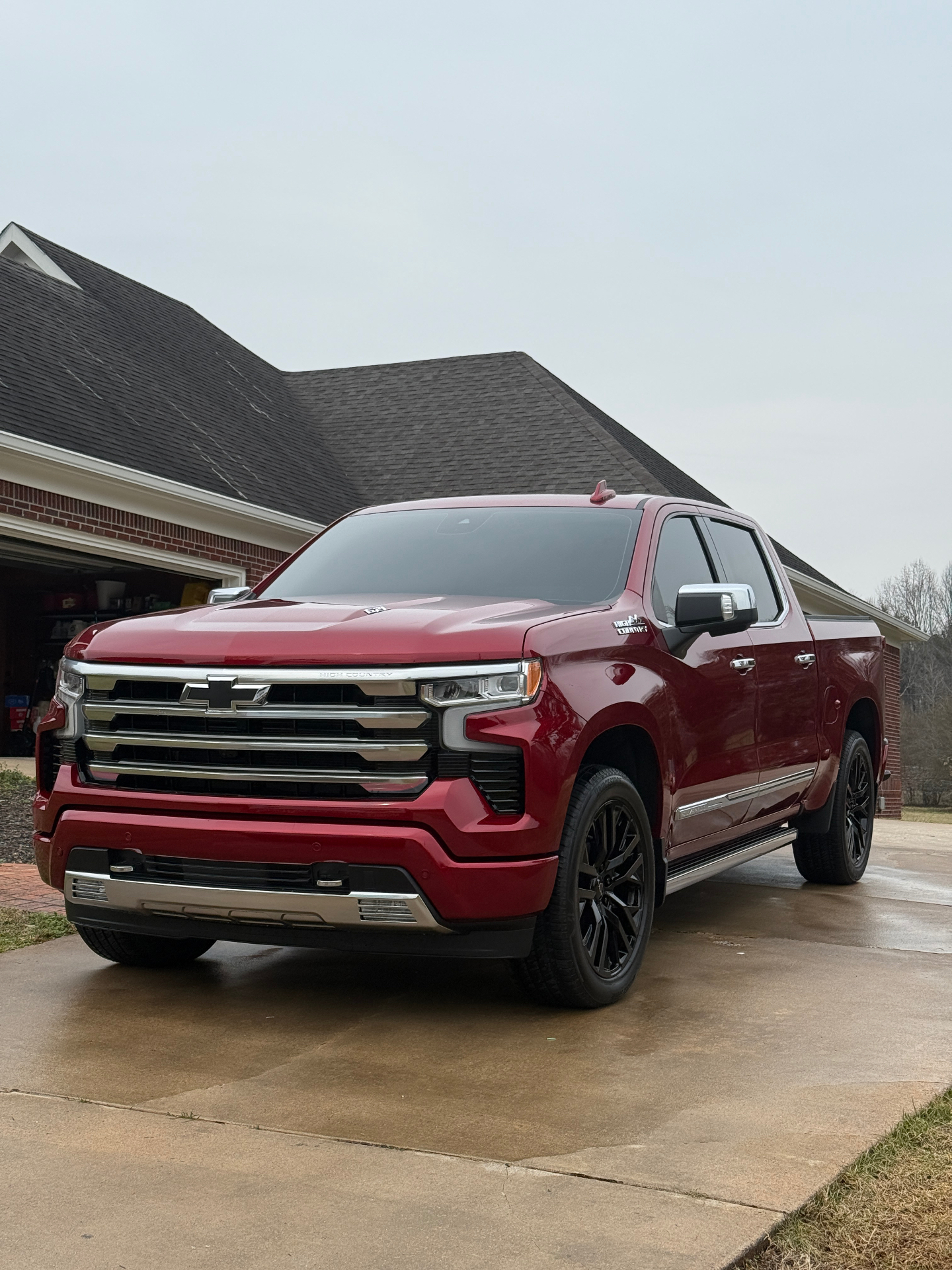 Red Chevy Silverado High Country detailed